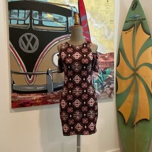 H&M Black and Red Patterned Mini Dress
